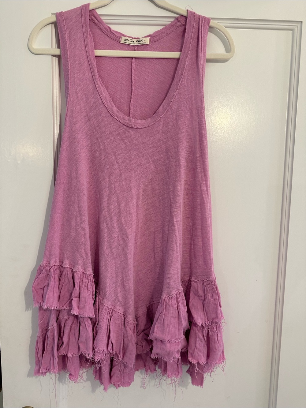 Free People We the Free Washed Pink Ruffle-Hem Women's Dress Small